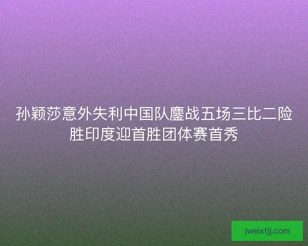 孙颖莎意外失利中国队鏖战五场三比二险胜印度迎首胜团体赛首秀